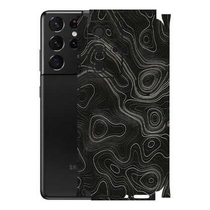 Samsung A/S Series Phone Skins (All Models) - Black Swirl - 3D Embossed Finish (L-196) Samsung Galaxy S21 Ultra 5G