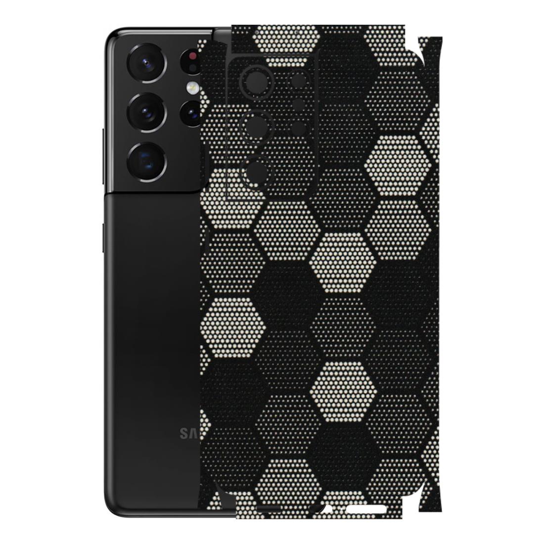 Samsung A/S Series Phone Skins (All Models) - Black & White Dotted Honeycomb Texture - 3D Embossed Finish (L-202) Samsung Galaxy S21 Ultra 5G