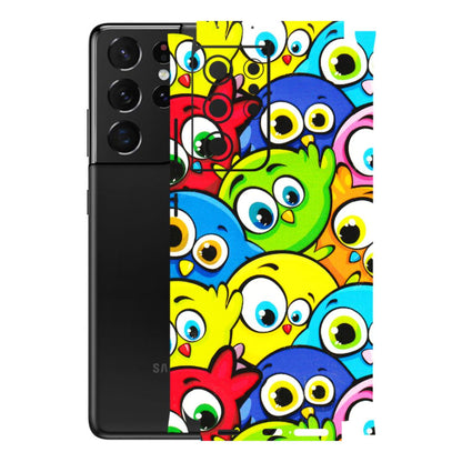 Samsung A/S Series Phone Skins (All Models) - Cute Fluffy Birds - 3D Embossed Finish (L-213) Samsung Galaxy S21 Ultra 5G