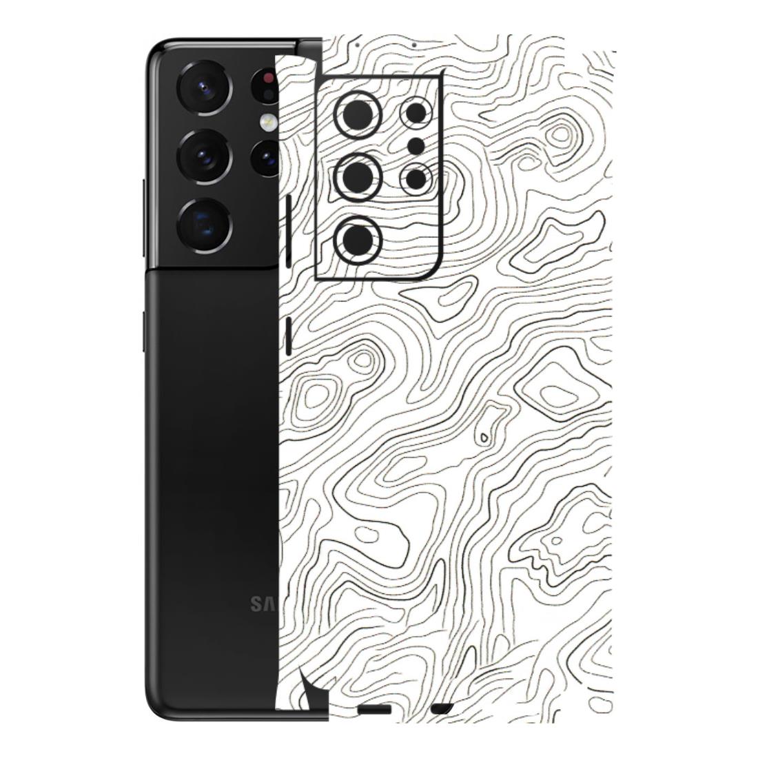 Samsung A/S Series Phone Skins (All Models) - White Black Swirls - 3D Embossed Finish (L-219) Samsung Galaxy S21 Ultra 5G