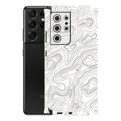 Samsung A/S Series Phone Skins (All Models) - White Black Swirls - 3D Embossed Finish (L-219) Samsung Galaxy S21 Ultra 5G