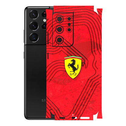 Samsung A/S Series Phone Skins (All Models) - Red Ferrari Logo Stylish - 3D Embossed Finish (L-238) Samsung Galaxy S21 Ultra 5G