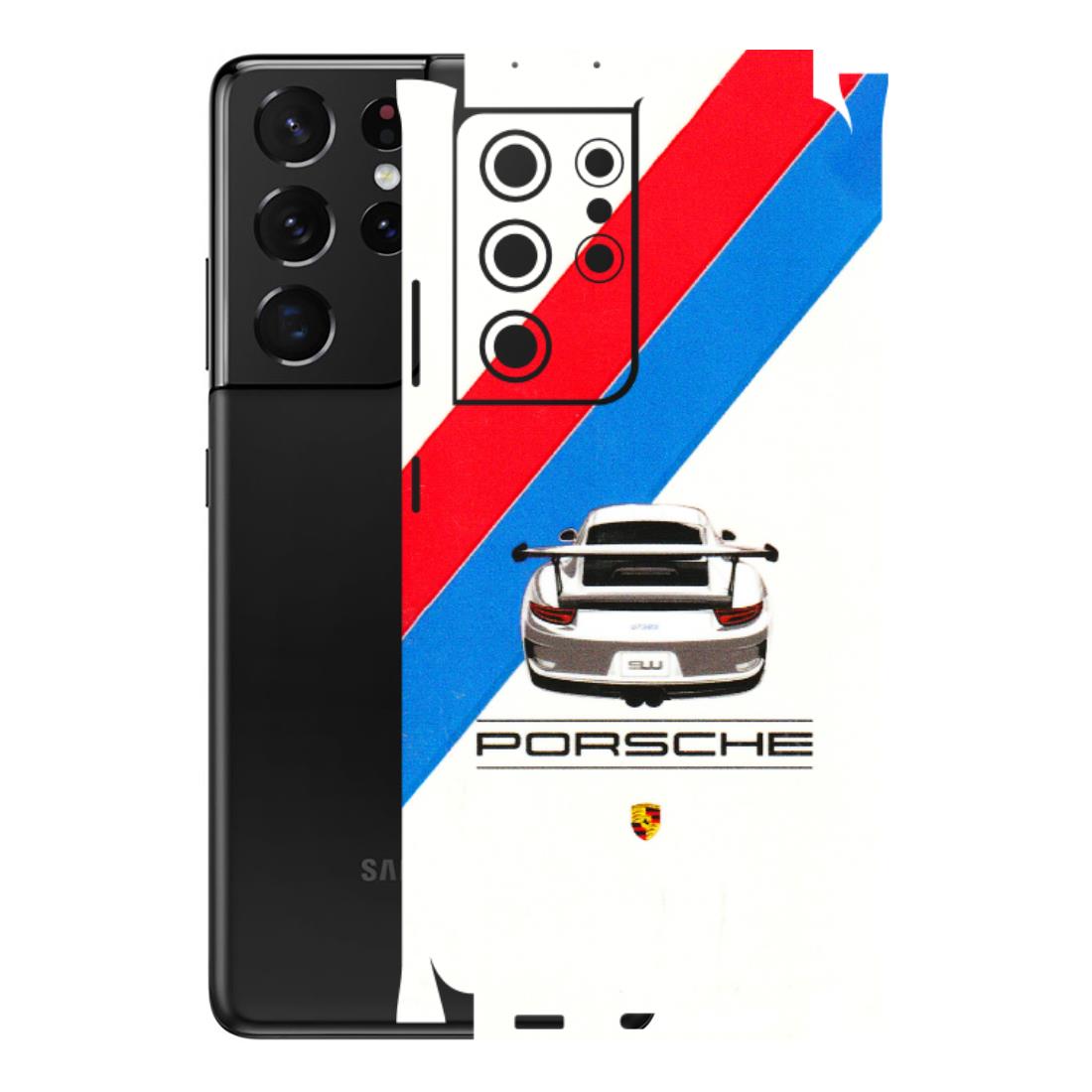 Samsung A/S Series Phone Skins (All Models) - Porche Car Sober Logo - 3D Embossed Finish (L-248) Samsung Galaxy S21 Ultra 5G