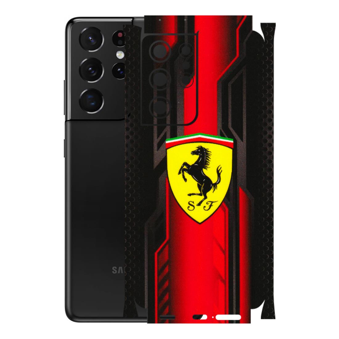 Samsung A/S Series Phone Skins (All Models) - Black Ferrari Logo - 3D Embossed Finish (L-253) Samsung Galaxy S21 Ultra 5G
