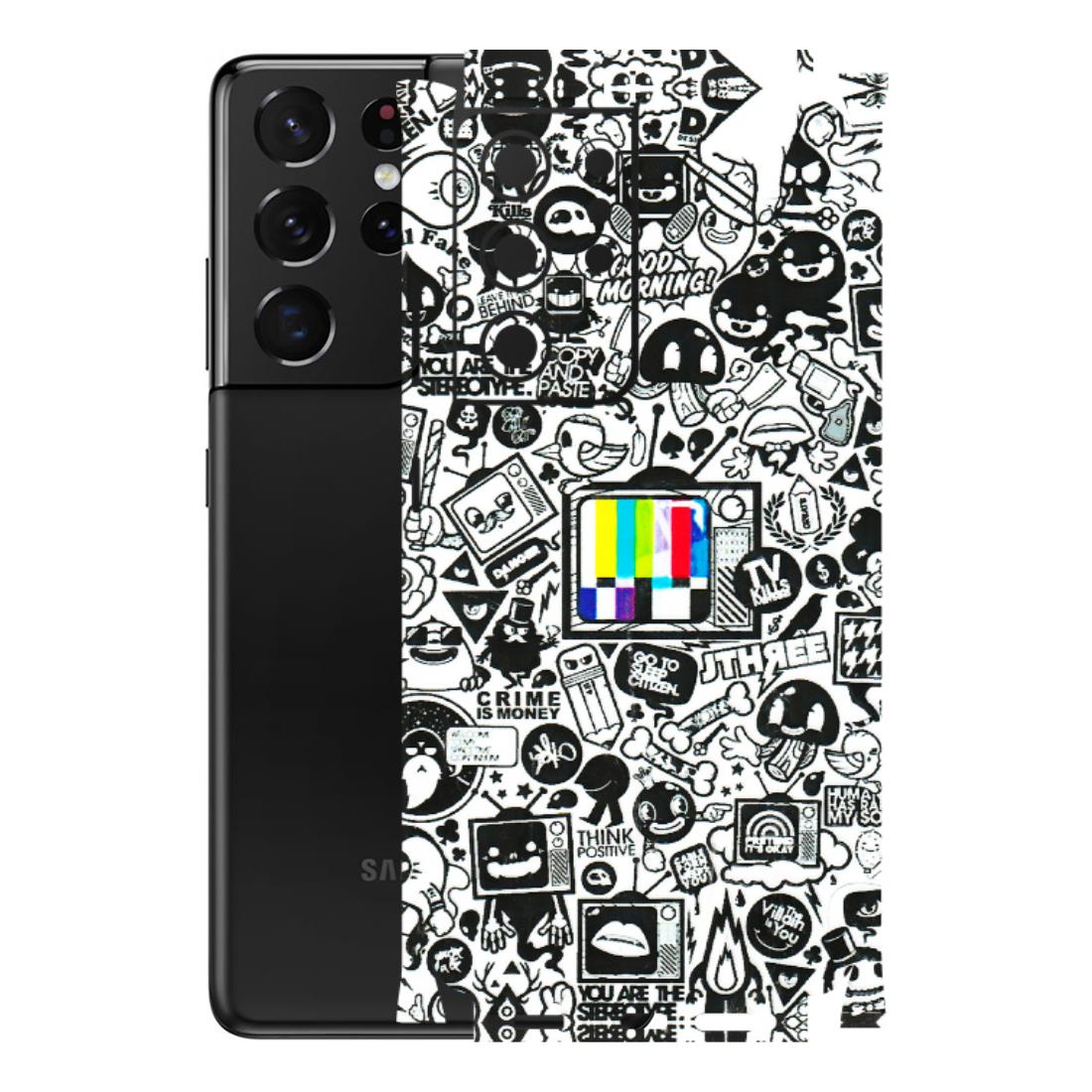 Samsung A/S Series Phone Skins (All Models) - Doodles Positive Art - 3D Embossed Finish (L-263) Samsung Galaxy S21 Ultra 5G