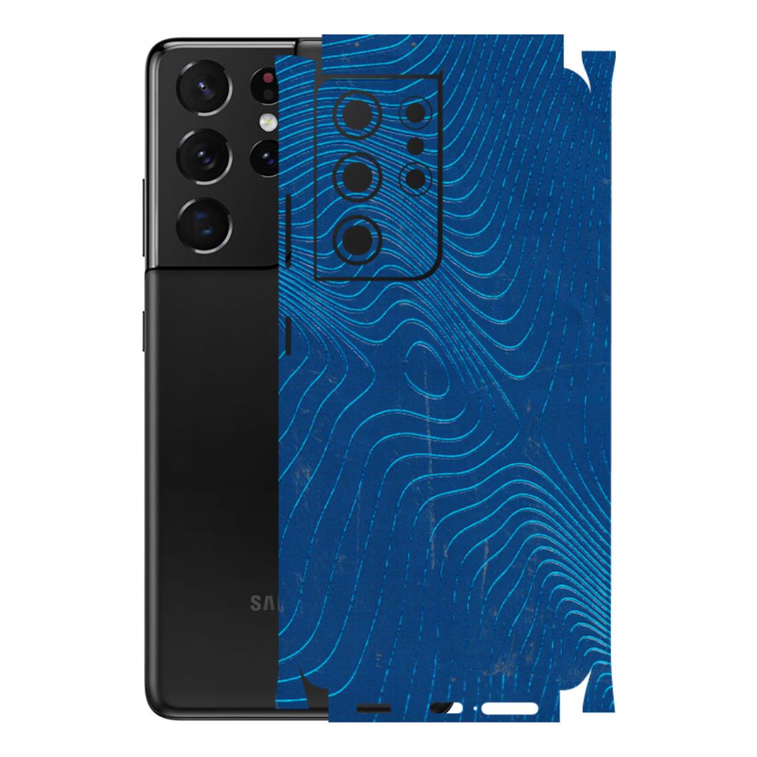 Samsung A/S Series Phone Skins (All Models) - Abstract Blue Line Map - 3D Embossed Finish (L-272) Samsung Galaxy S21 Ultra 5G