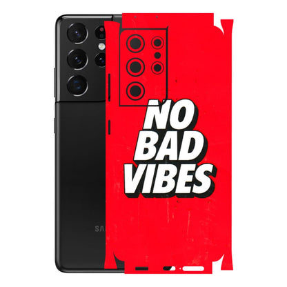 Samsung A/S Series Phone Skins (All Models) - No Bad Vibes - 3D Embossed Finish (L-280) Samsung Galaxy S21 Ultra 5G