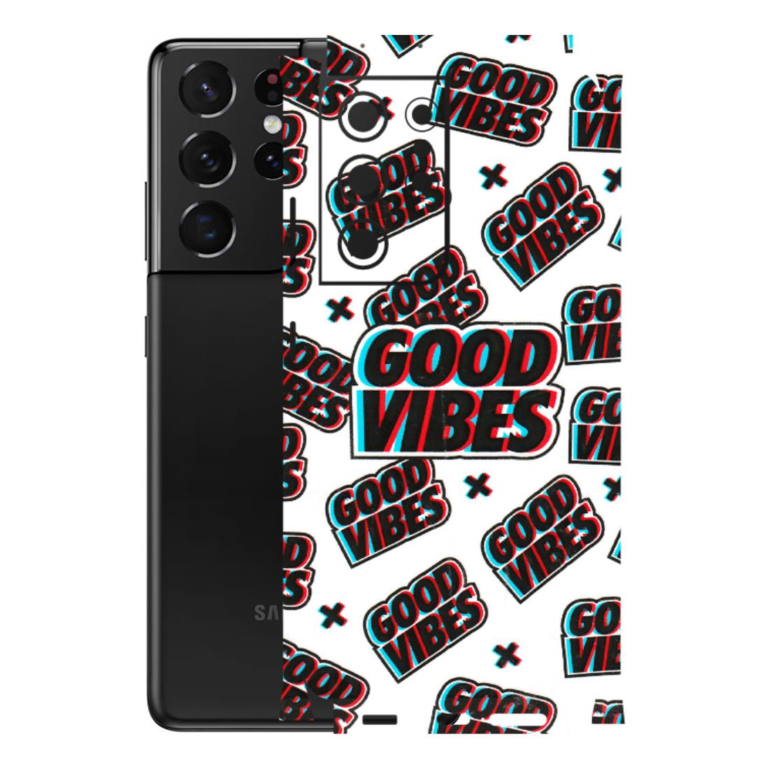 Samsung A/S Series Phone Skins (All Models) - Good Vibes - 3D Embossed Finish (L-282) Samsung Galaxy S21 Ultra 5G