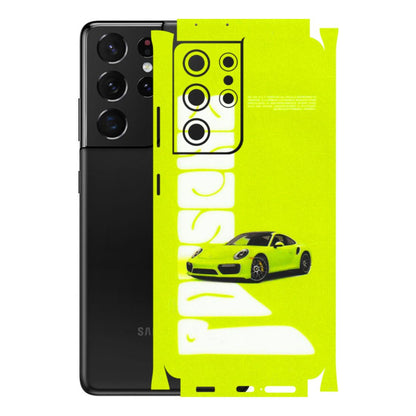 Samsung A/S Series Phone Skins (All Models) - Lime Green Porche - 3D Embossed Finish (L-30) Samsung Galaxy S21 Ultra 5G