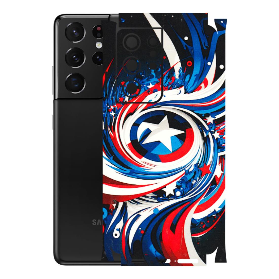 Samsung A/S Series Phone Skins (All Models) - Captain America Logo - 3D Embossed Finish (L-307) Samsung Galaxy S21 Ultra 5G