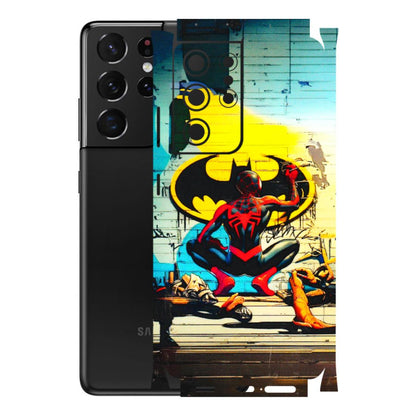 Samsung A/S Series Phone Skins (All Models) - New Spiderman Bat Logo - 3D Embossed Finish (L-309) Samsung Galaxy S21 Ultra 5G
