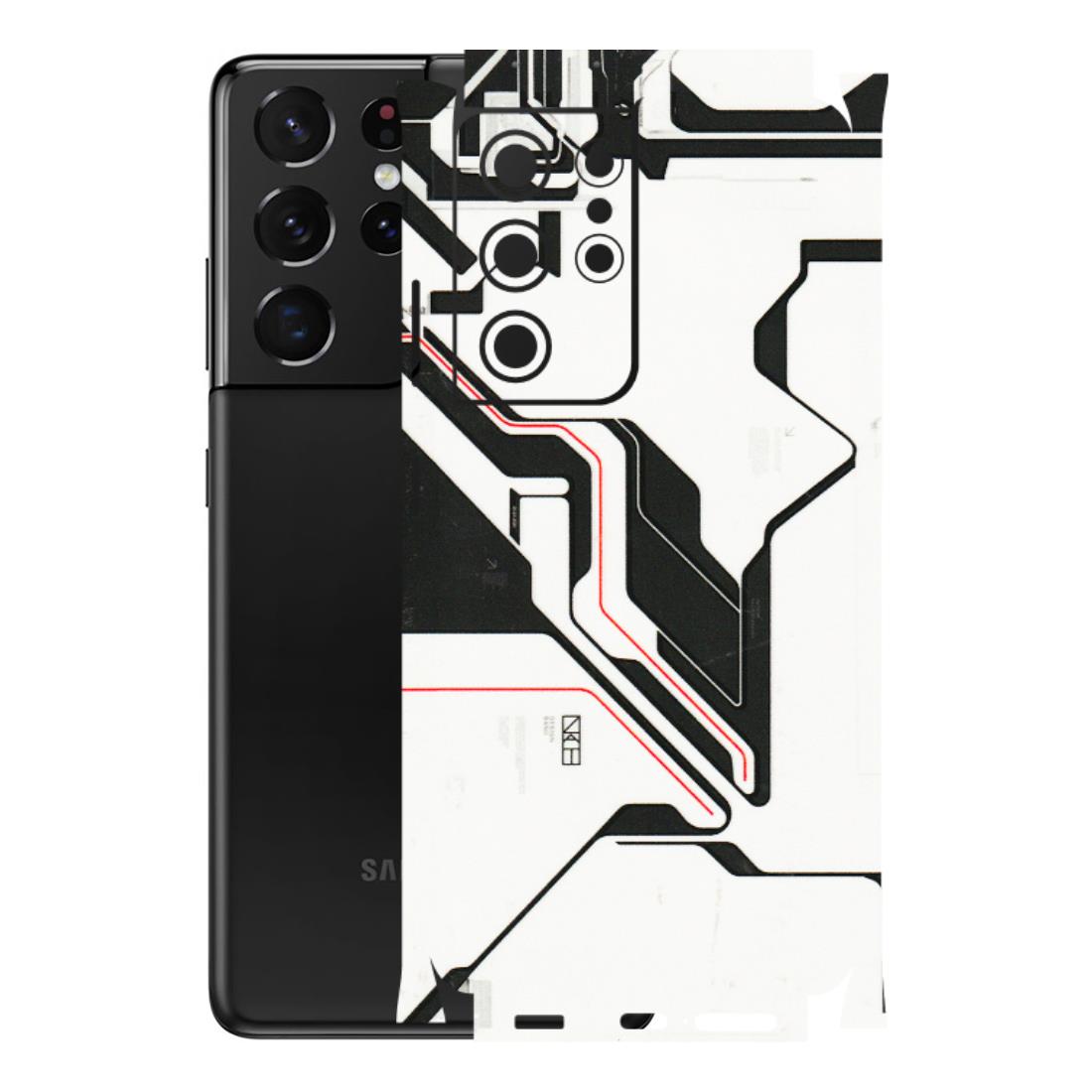 Samsung A/S Series Phone Skins (All Models) - White Techy Logo - 3D Embossed Finish (L-312) Samsung Galaxy S21 Ultra 5G