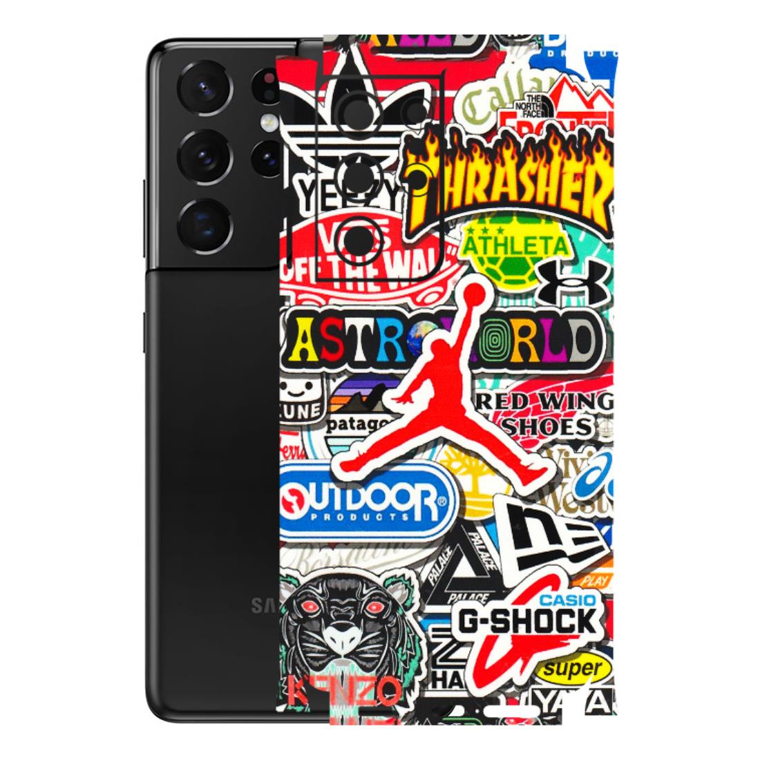Samsung A/S Series Phone Skins (All Models) - Multi Brands Sticker Graffiti - 3D Embossed Finish (L-37) Samsung Galaxy S21 Ultra 5G