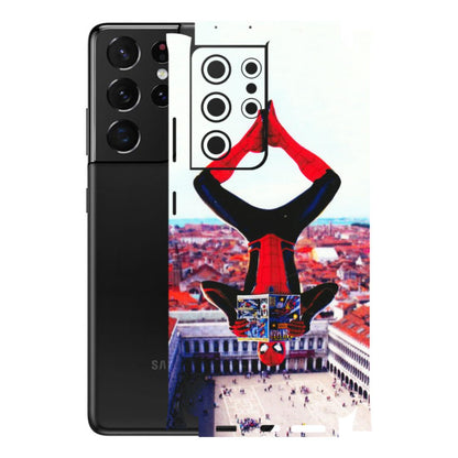 Samsung A/S Series Phone Skins (All Models) - Spiderman Hanging - 3D Embossed Finish (L-53) Samsung Galaxy S21 Ultra 5G