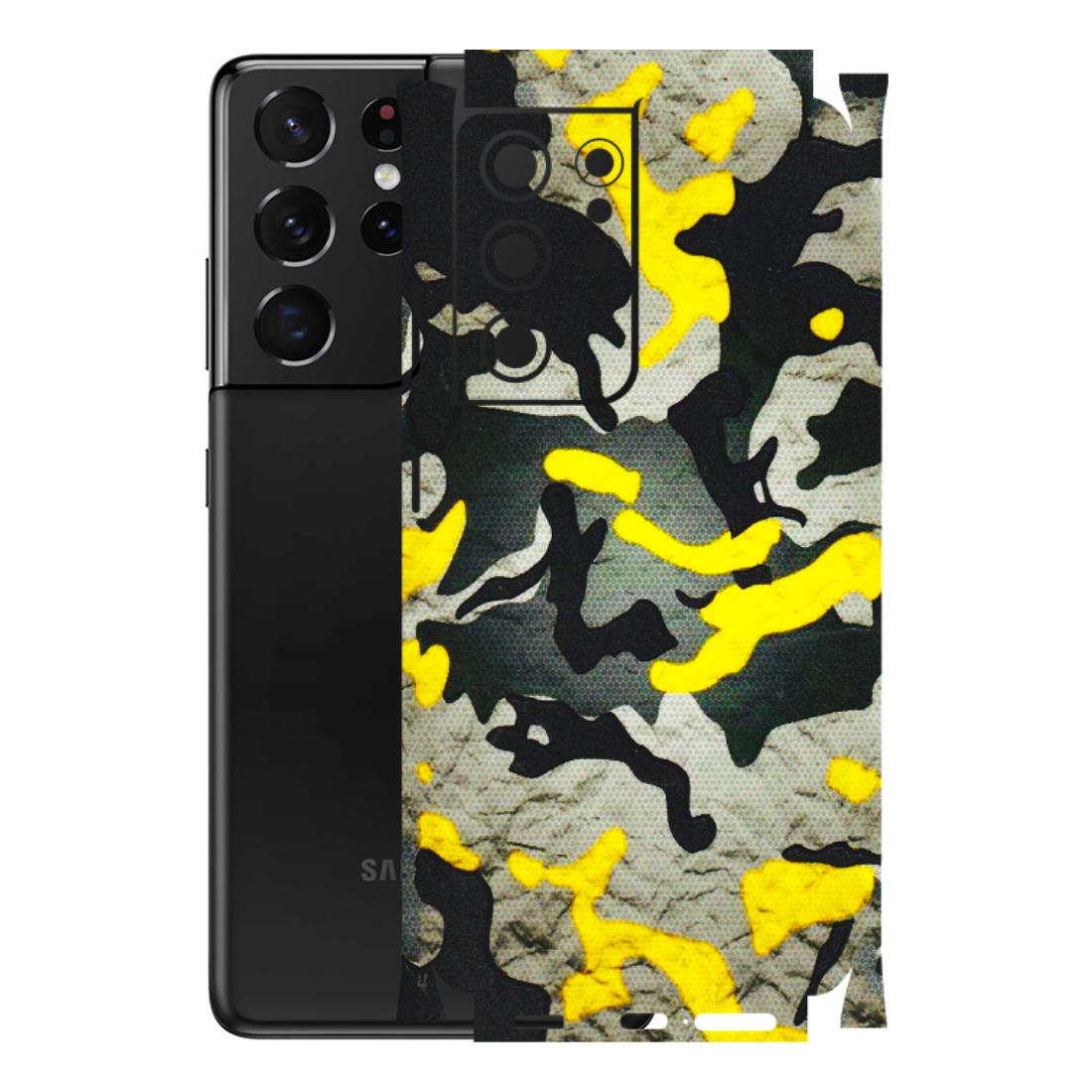 Samsung A/S Series Phone Skins (All Models) - Yellow Camouflage - 3D Embossed Finish (L-61) Samsung Galaxy S21 Ultra 5G