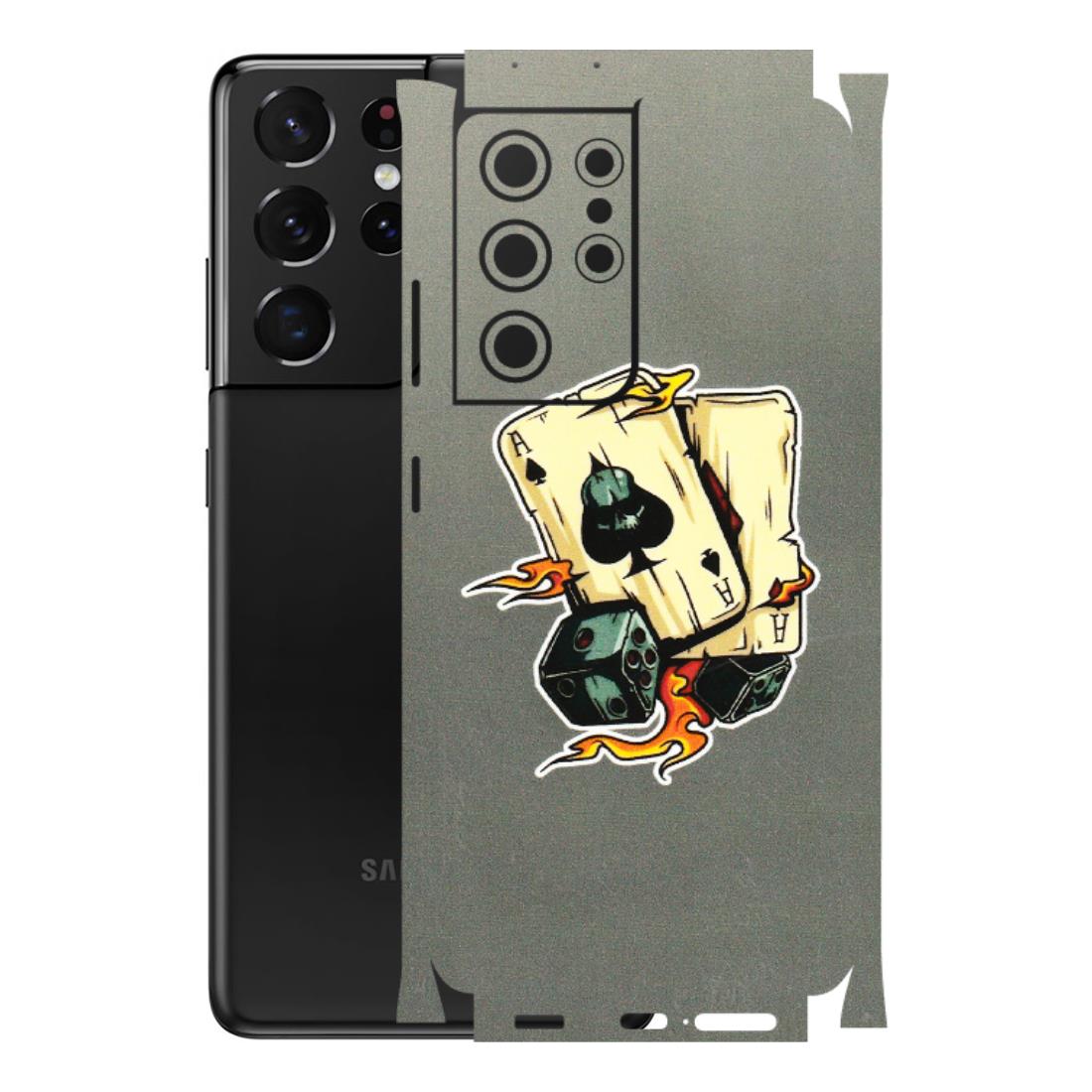 Samsung A/S Series Phone Skins (All Models) - Grey Cards Of Ace - 3D Embossed Finish (L-77) Samsung Galaxy S21 Ultra 5G