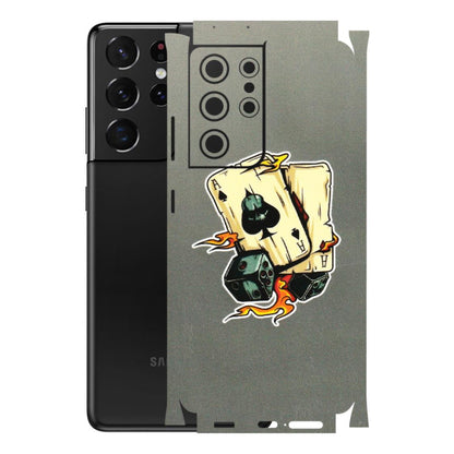 Samsung A/S Series Phone Skins (All Models) - Grey Cards Of Ace - 3D Embossed Finish (L-77) Samsung Galaxy S21 Ultra 5G