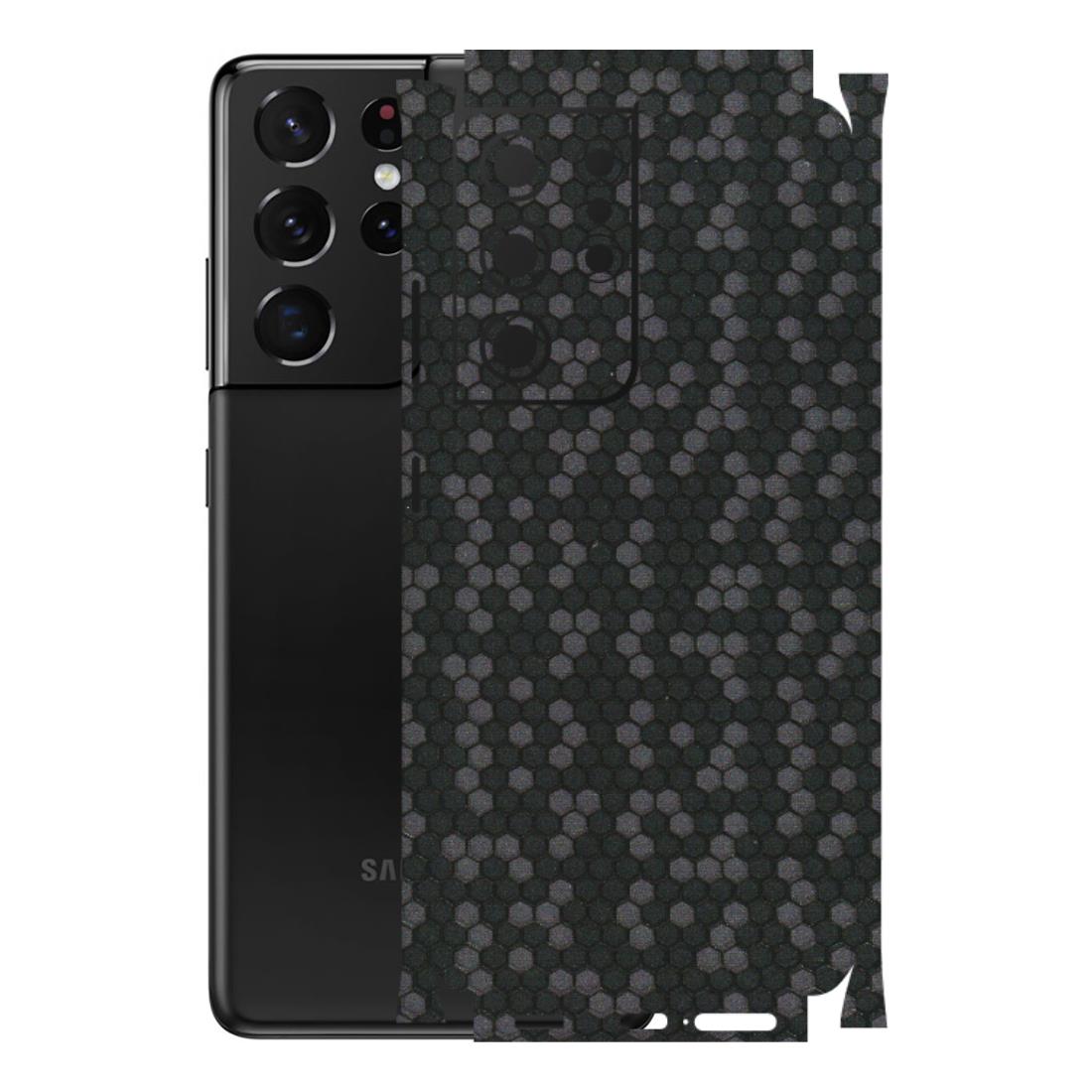 Samsung A/S Series Phone Skins (All Models) - Black Grey Honeycomb Sober - 3D Embossed Finish (L-85) Samsung Galaxy S21 Ultra 5G