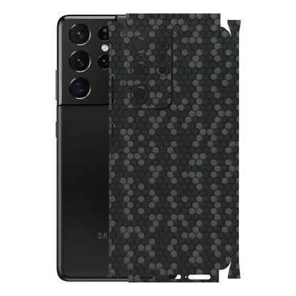 Samsung A/S Series Phone Skins (All Models) - Black Grey Honeycomb Sober - 3D Embossed Finish (L-85) Samsung Galaxy S21 Ultra 5G