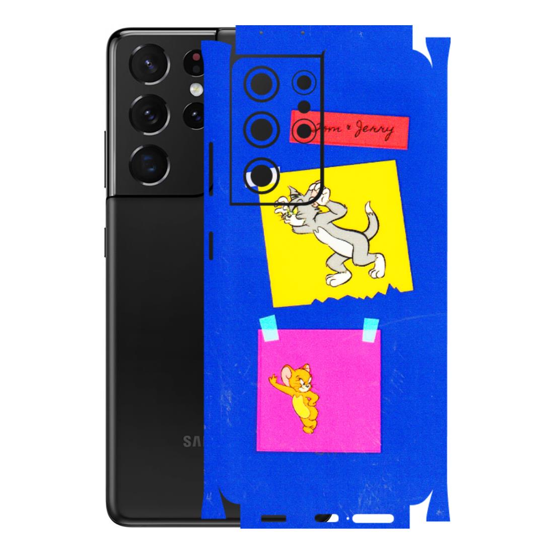 Samsung A/S Series Phone Skins (All Models) - Tom N Jerry Sticky Notes - 3D Embossed Finish (L-88) Samsung Galaxy S21 Ultra 5G