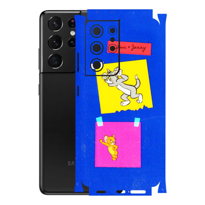 Samsung A/S Series Phone Skins (All Models) - Tom N Jerry Sticky Notes - 3D Embossed Finish (L-88) Samsung Galaxy S21 Ultra 5G
