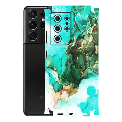 Samsung A/S Series Phone Skins (All Models) - The Blue Gold Marble - Matte Finish (M-124) Samsung Galaxy S21 Ultra 5G