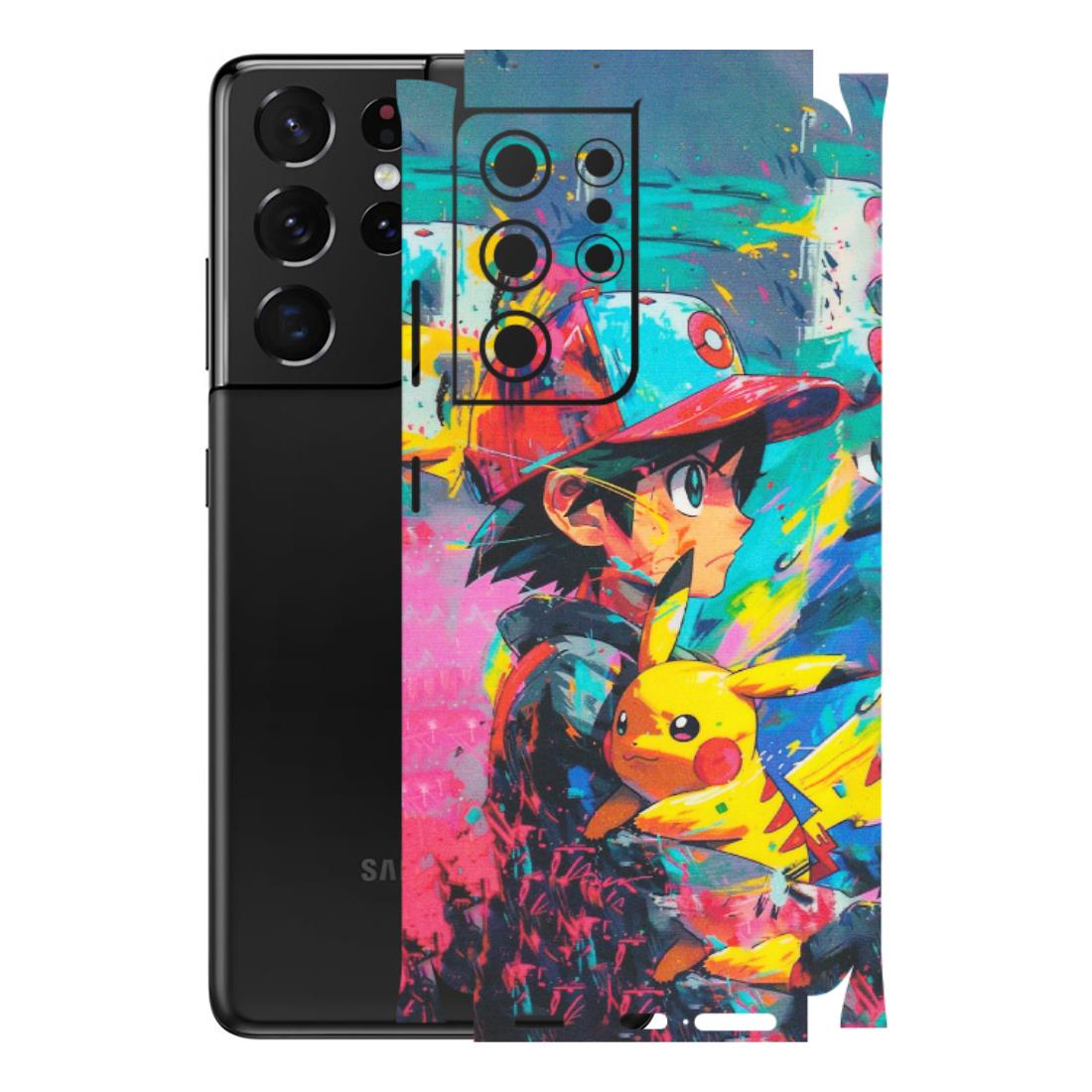 Samsung A/S Series Phone Skins (All Models) - Ash & Pikachu - Matte Finish (M-26) Samsung Galaxy S21 Ultra 5G