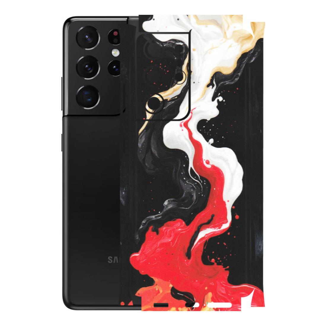 Samsung A/S Series Phone Skins (All Models) - Black Red White Paint Splash Fusion - Matte Finish (M-56) Samsung Galaxy S21 Ultra 5G