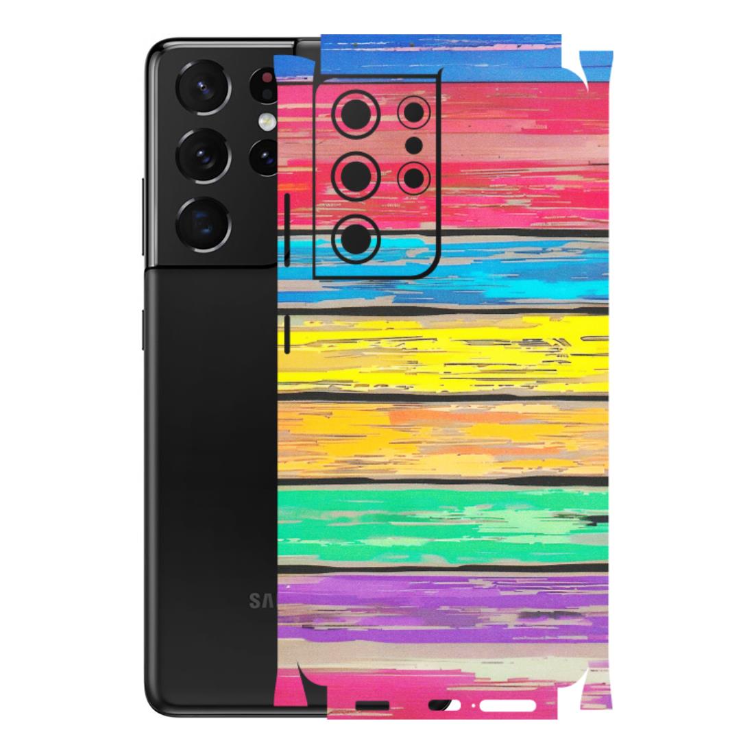 Samsung A/S Series Phone Skins (All Models) - Multi Colour Wooden Wall - Matte Finish (M-96) Samsung Galaxy S21 Ultra 5G