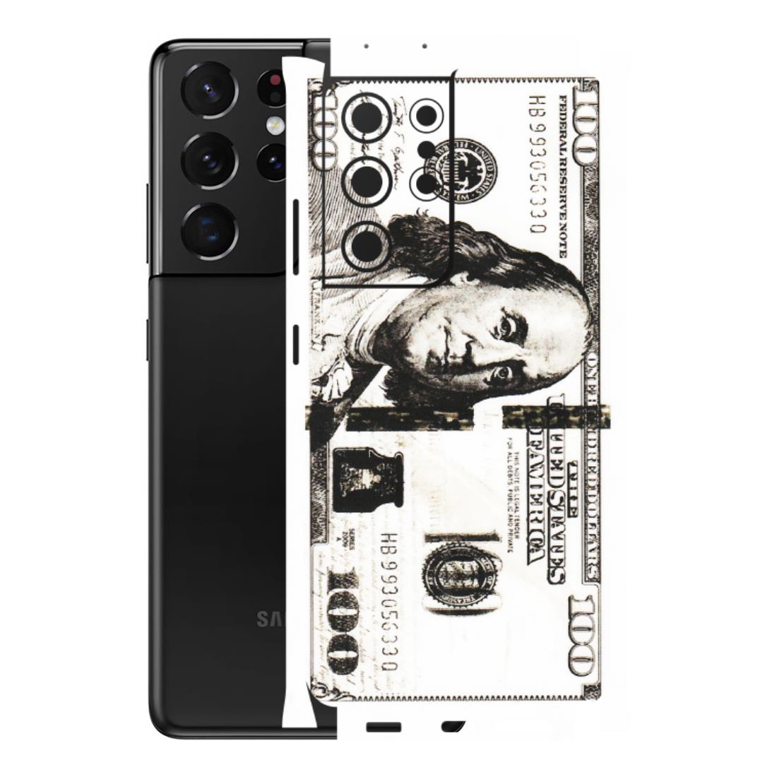 Samsung A/S Series Phone Skins (All Models) - 100 Dollar Currency - Transparent Finish (T-01) Samsung Galaxy S21 Ultra 5G