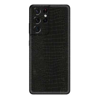 Samsung A/S Series Phone Skins (All Models) - Snake Leather Black - 3D Embossed Finish (L-107) Samsung Galaxy S21 Ultra 5G