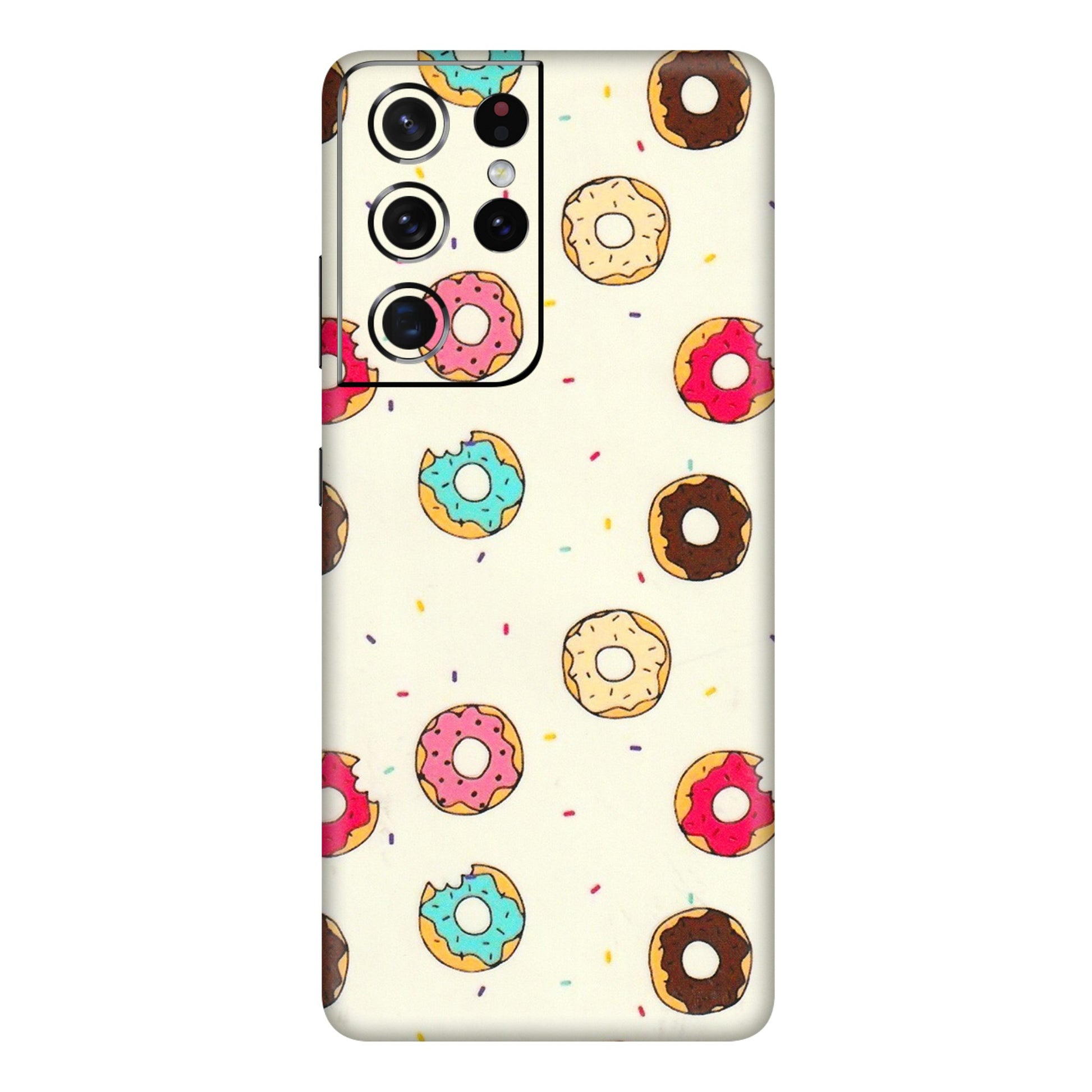 Samsung A/S Series Phone Skins (All Models) - Mini Donuts Doodle Art - 3D Embossed Finish (L-122) Samsung Galaxy S21 Ultra 5G
