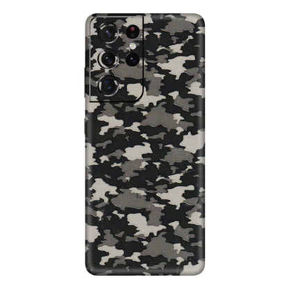 Samsung A/S Series Phone Skins (All Models) - Black/Grey Camoflaunge - 3D Embossed Finish (L-142) Samsung Galaxy S21 Ultra 5G