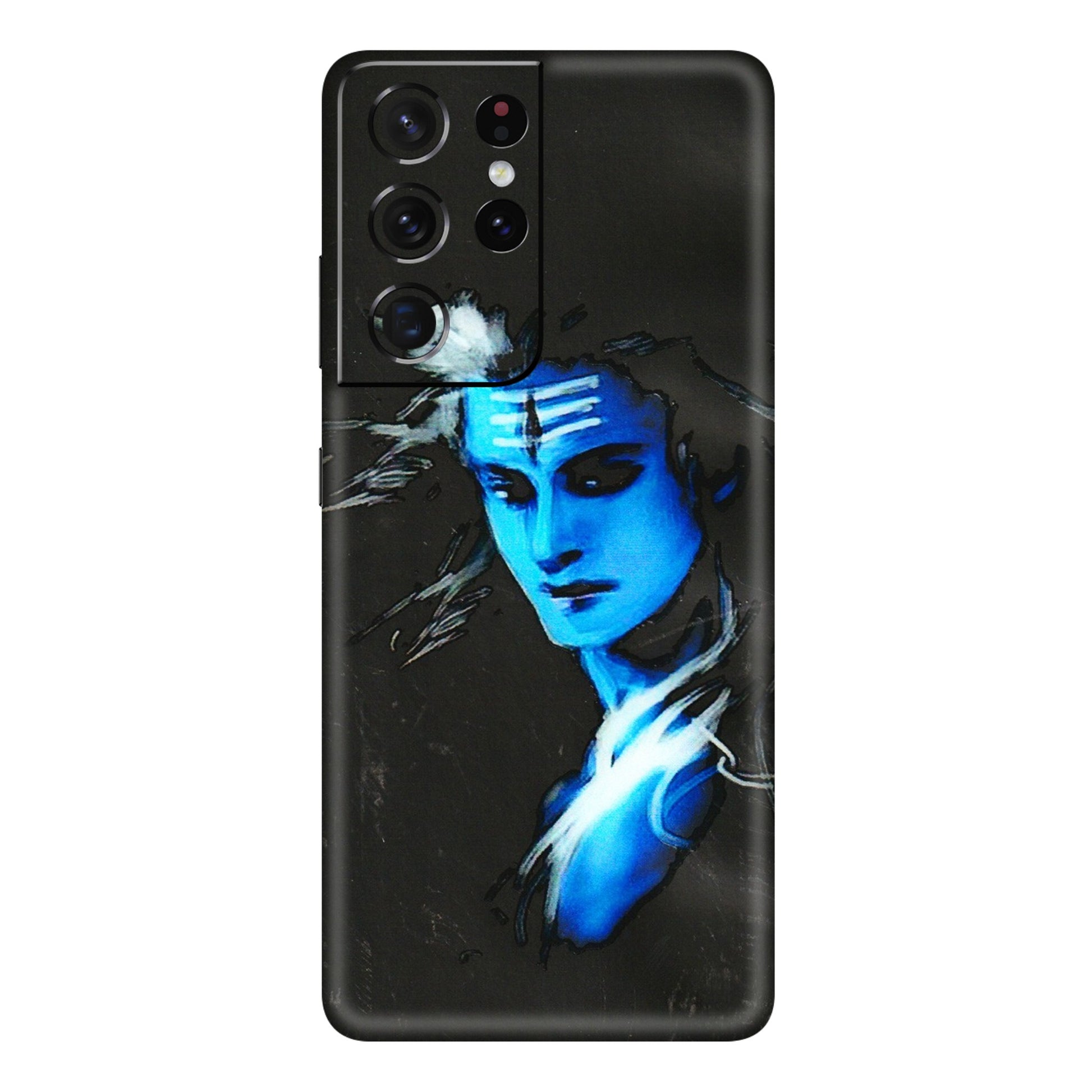 Samsung A/S Series Phone Skins (All Models) - Har Har Mahadev Blue/Black - 3D Embossed Finish (L-185) Samsung Galaxy S21 Ultra 5G