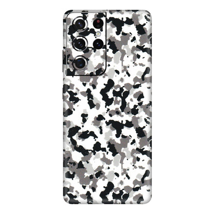 Samsung A/S Series Phone Skins (All Models) - White Black Camouflage - 3D Embossed Finish (L-18) Samsung Galaxy S21 Ultra 5G