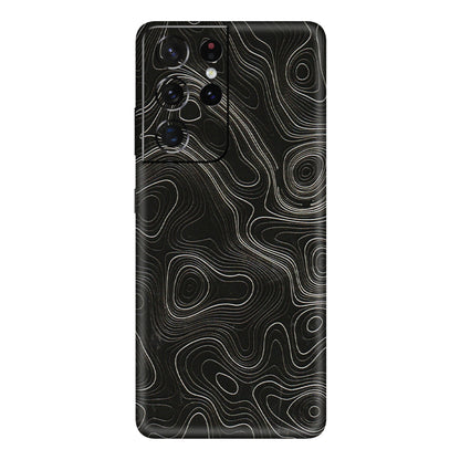 Samsung A/S Series Phone Skins (All Models) - Black Swirl - 3D Embossed Finish (L-196) Samsung Galaxy S21 Ultra 5G