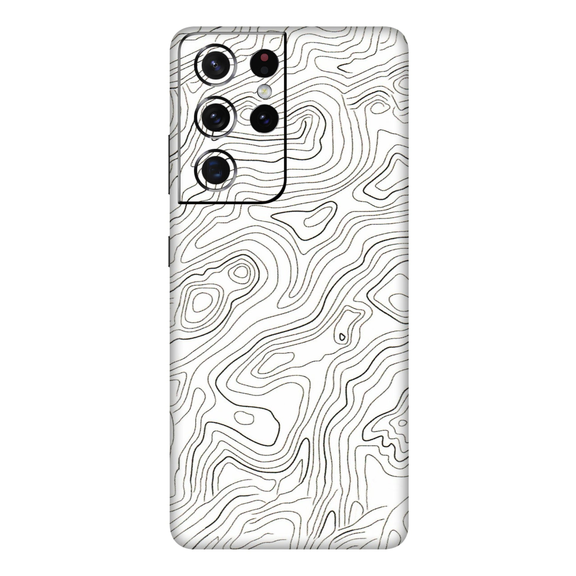 Samsung A/S Series Phone Skins (All Models) - White Black Swirls - 3D Embossed Finish (L-219) Samsung Galaxy S21 Ultra 5G