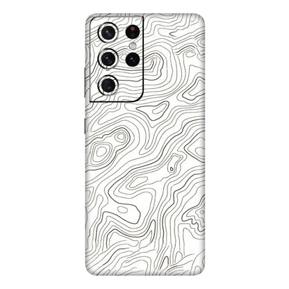 Samsung A/S Series Phone Skins (All Models) - White Black Swirls - 3D Embossed Finish (L-219) Samsung Galaxy S21 Ultra 5G