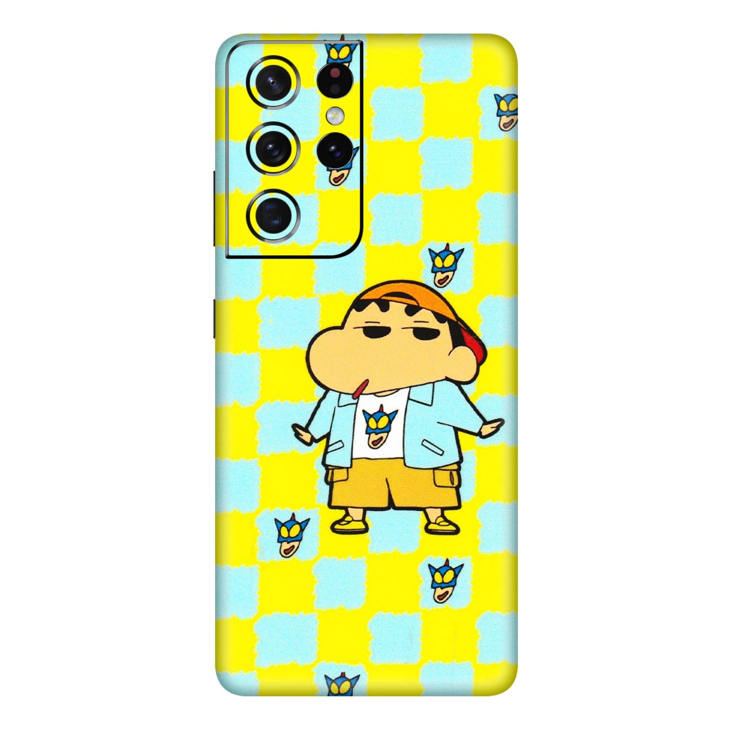 Samsung A/S Series Phone Skins (All Models) - Yellow Blue Shinchan Cute - 3D Embossed Finish (L-221) Samsung Galaxy S21 Ultra 5G