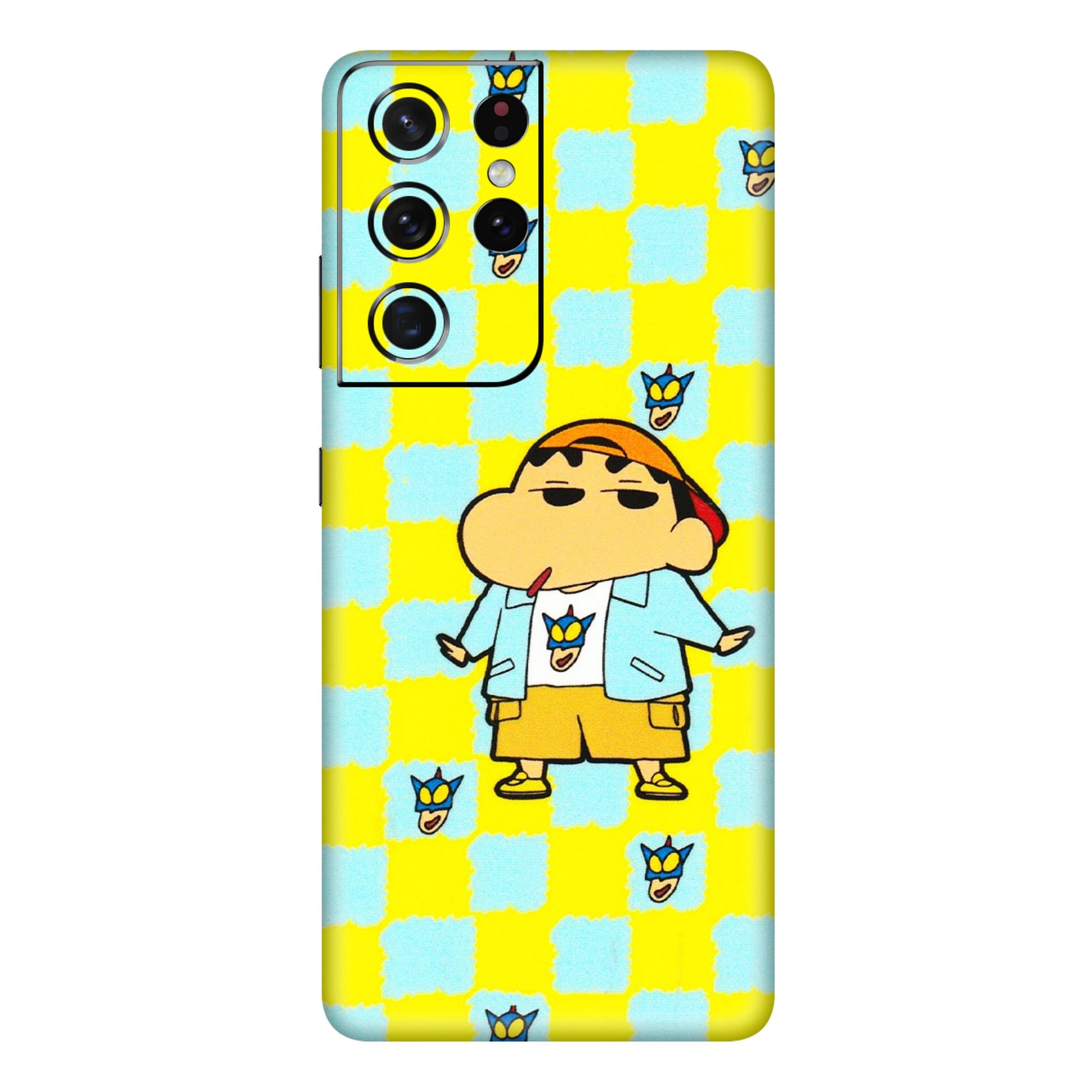 Samsung A/S Series Phone Skins (All Models) - Yellow Blue Shinchan Cute - 3D Embossed Finish (L-221) Samsung Galaxy S21 Ultra 5G