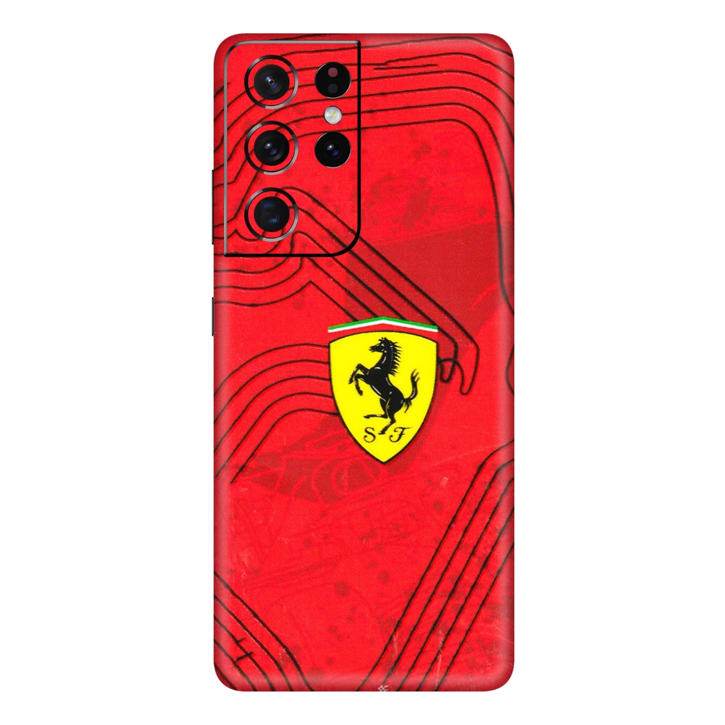 Samsung A/S Series Phone Skins (All Models) - Red Ferrari Logo Stylish - 3D Embossed Finish (L-238) Samsung Galaxy S21 Ultra 5G
