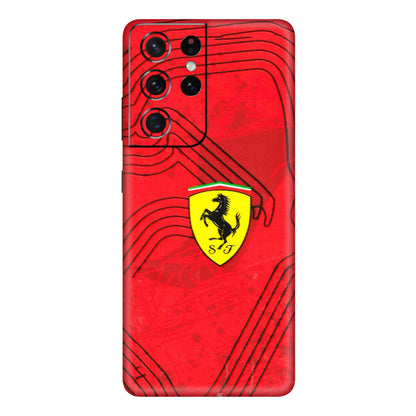 Samsung A/S Series Phone Skins (All Models) - Red Ferrari Logo Stylish - 3D Embossed Finish (L-238) Samsung Galaxy S21 Ultra 5G