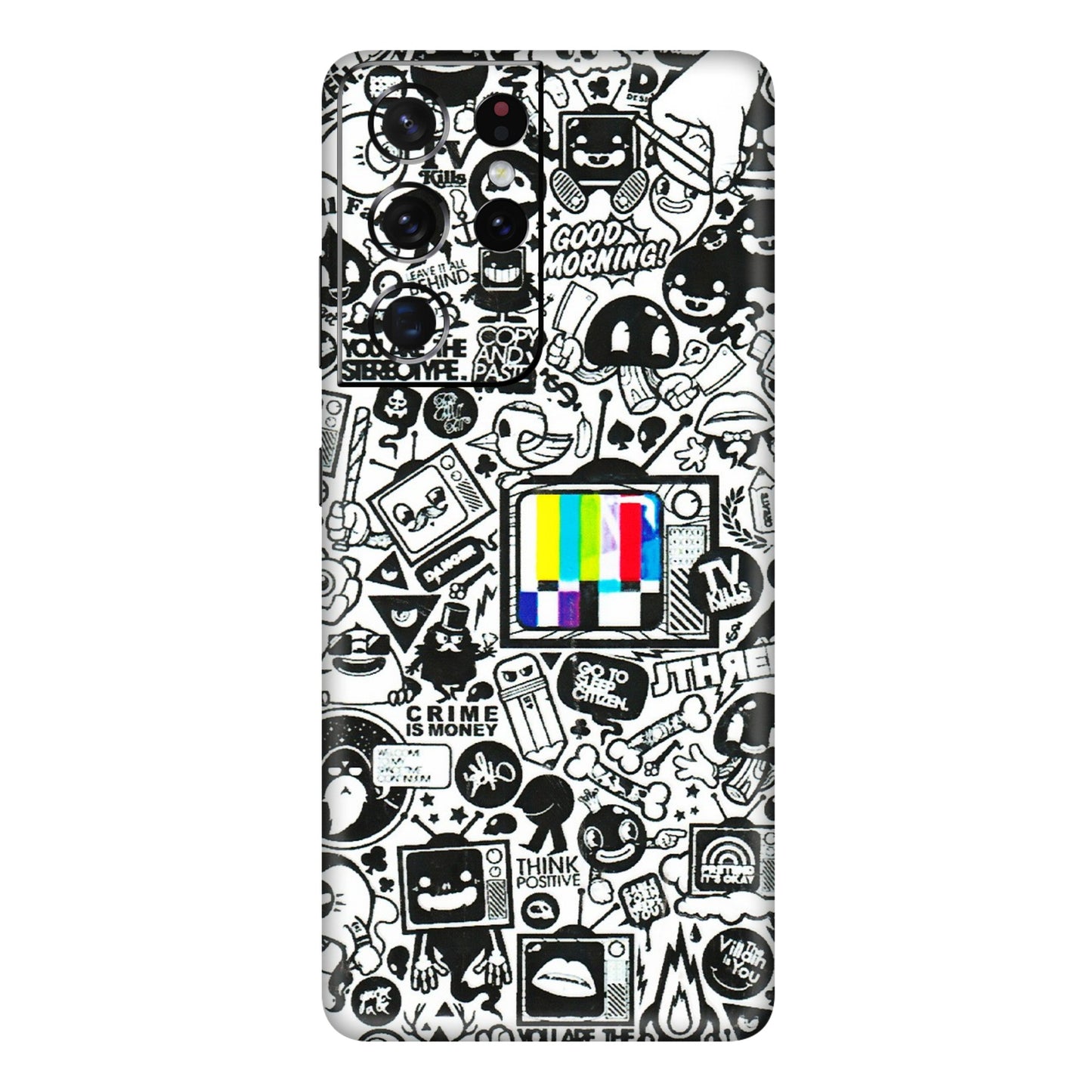 Samsung A/S Series Phone Skins (All Models) - Doodles Positive Art - 3D Embossed Finish (L-263) Samsung Galaxy S21 Ultra 5G
