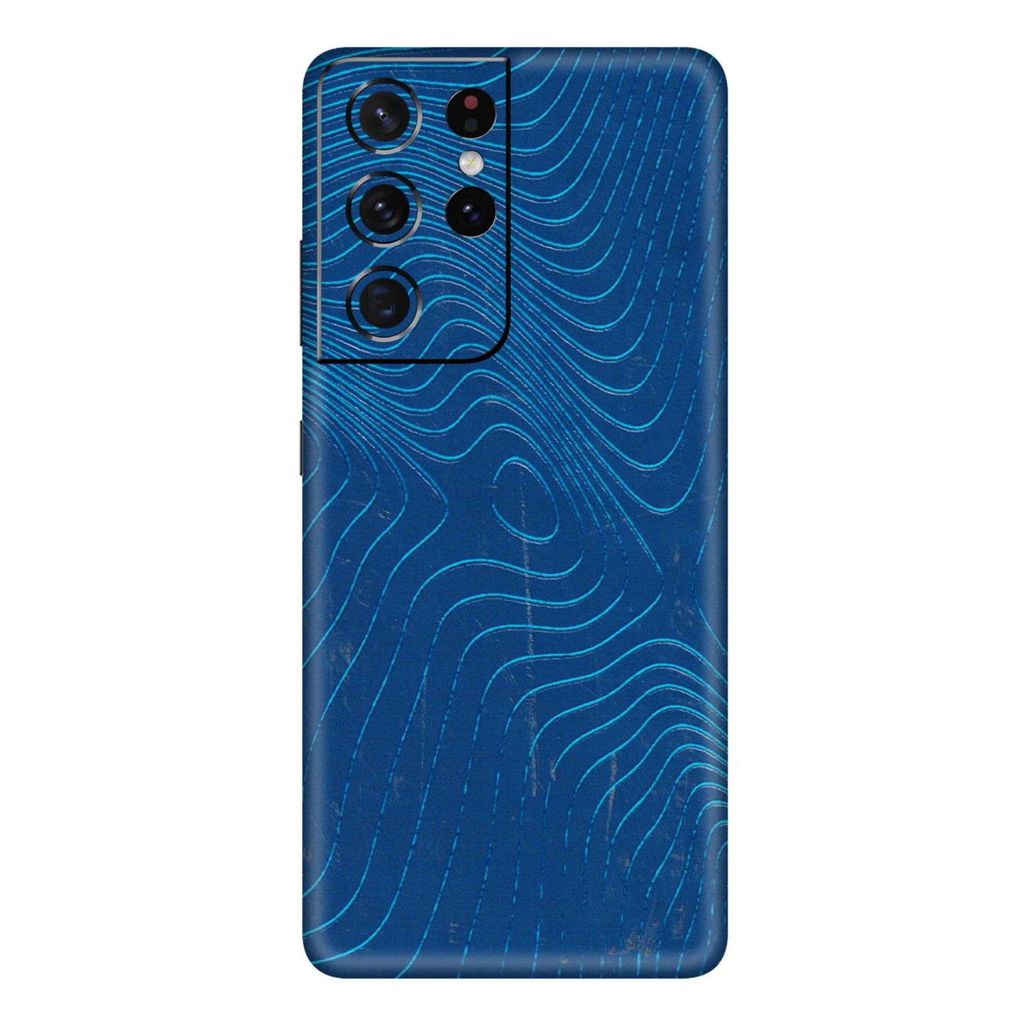 Samsung A/S Series Phone Skins (All Models) - Abstract Blue Line Map - 3D Embossed Finish (L-272) Samsung Galaxy S21 Ultra 5G