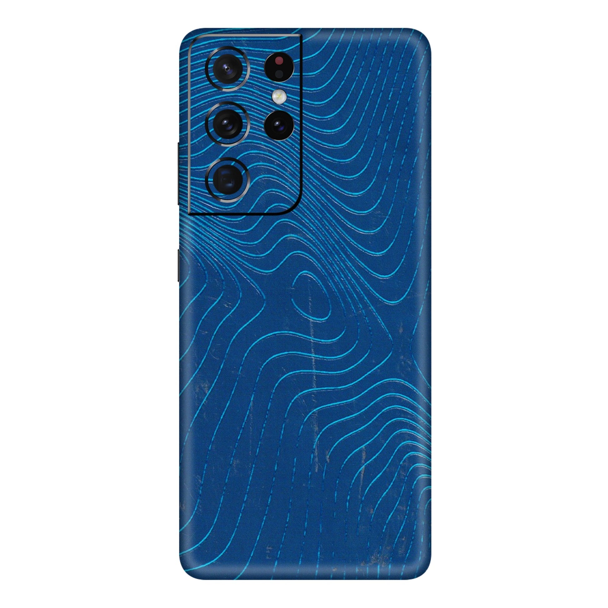 Samsung A/S Series Phone Skins (All Models) - Abstract Blue Line Map - 3D Embossed Finish (L-272) Samsung Galaxy S21 Ultra 5G