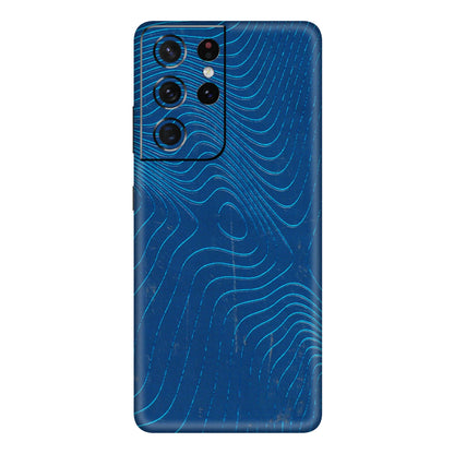 Samsung A/S Series Phone Skins (All Models) - Abstract Blue Line Map - 3D Embossed Finish (L-272) Samsung Galaxy S21 Ultra 5G
