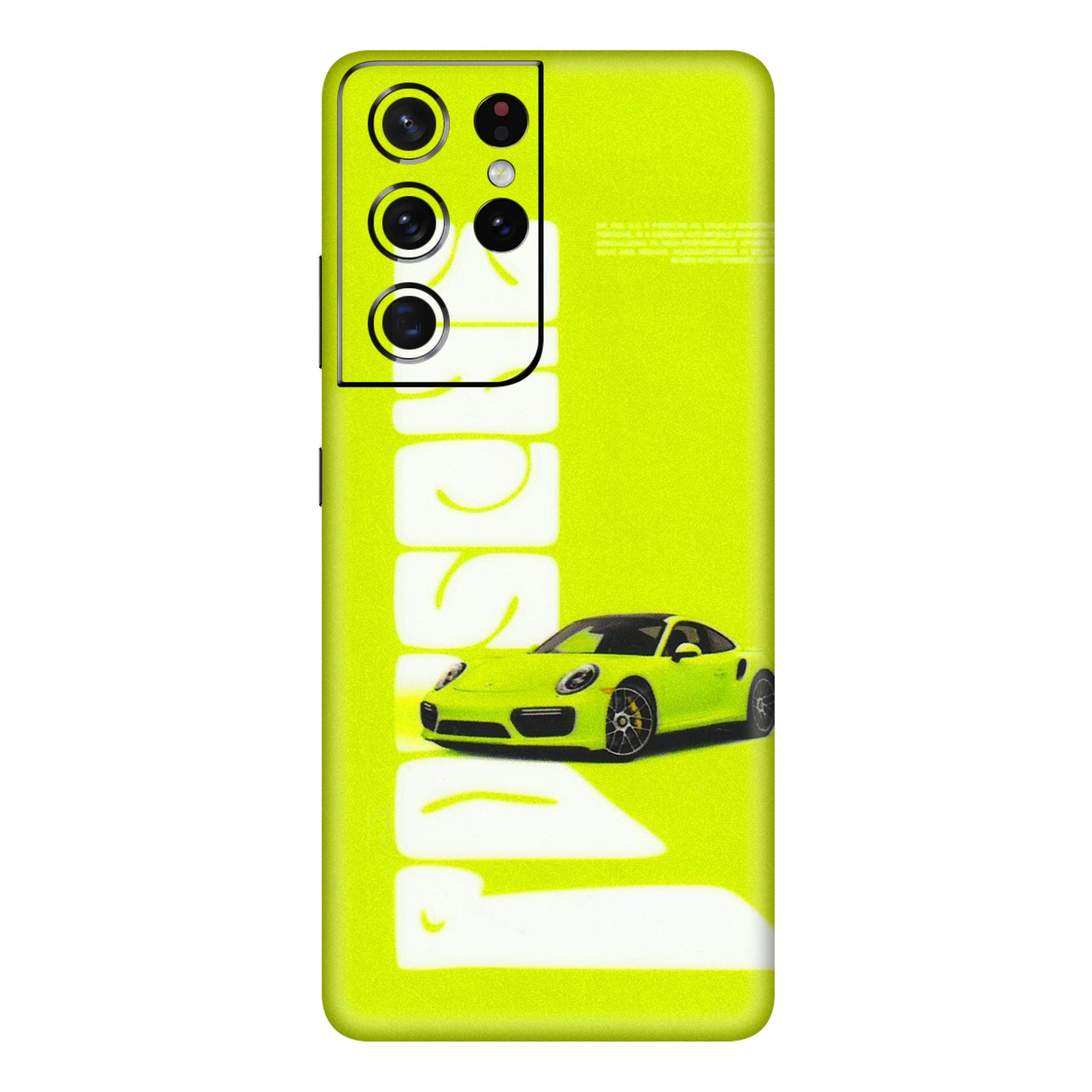 Samsung A/S Series Phone Skins (All Models) - Lime Green Porche - 3D Embossed Finish (L-30) Samsung Galaxy S21 Ultra 5G