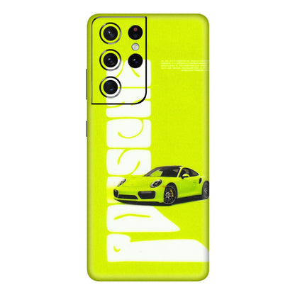Samsung A/S Series Phone Skins (All Models) - Lime Green Porche - 3D Embossed Finish (L-30) Samsung Galaxy S21 Ultra 5G