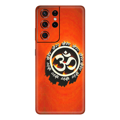 Samsung A/S Series Phone Skins (All Models) - Aum Shiv Orange - 3D Embossed Finish (L-32) Samsung Galaxy S21 Ultra 5G