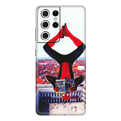 Samsung A/S Series Phone Skins (All Models) - Spiderman Hanging - 3D Embossed Finish (L-53) Samsung Galaxy S21 Ultra 5G